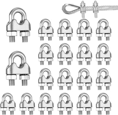 Kabelklemmen Set - U-bouten Beugels - Staalkabels Bevestigen - Roestvrij Staal 304 - M4 4mm