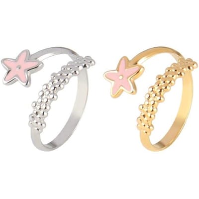 Bague Phalange en Acier Inoxydable Bagues Ajustables pour Femmes Couleurs Bagues Étoile Bijoux de Mariage Tendance Cadeau de Fête Saint-Valentin Resizable white
