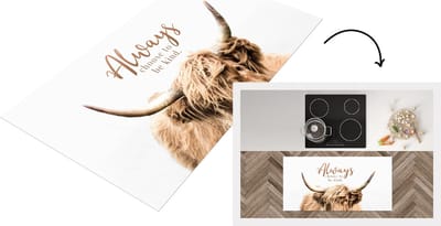 Keukenloper - Loper keuken - Schotse hooglander - Spreuk - Dier - 120x60 cm - Keukenloper vinyl