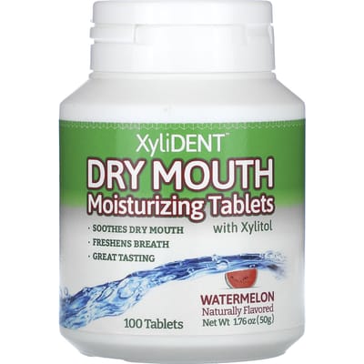 XyliDENT, Vochtigende Tabletten voor Droge Mond, met Xylitol, Watermeloen, 100 Tabletten