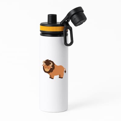 Hacebo® - Stieren waterfles met draaidop oranje - Stier - Dieren liefhebbers - Bizon - koeien - water fles - 850ML