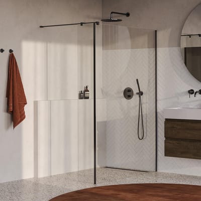 Brauer Oblivion - Inloopdouche - Helder Glas - 140 x 200 cm - met Zijwand 40 cm - incl. Glascoating - PVD Gunmetal Geborsteld