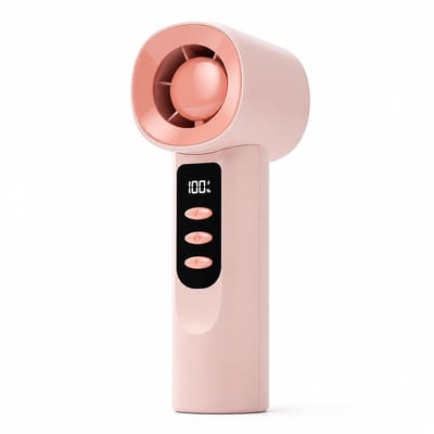 Draagbare Handventilator - Turbo Ventilator met 5 Snelheden - 2000 mAh Oplaadbare USB Mini Ventilator - Bureauventilator voor Reizen, Kantoor en Hete Zomerdagen - Roze