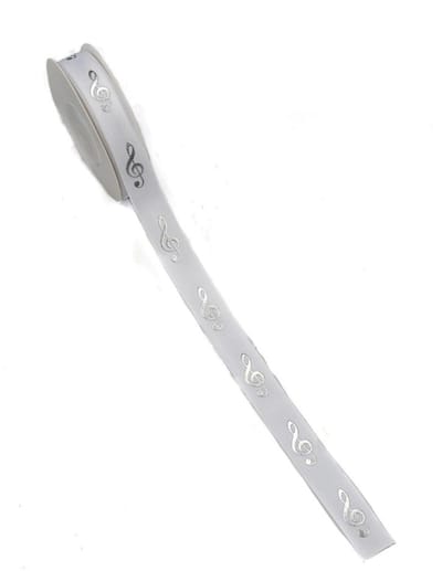 Music Gifts - Luxe Cadeaulint vioolsleutel - wit/zilver - Muzikale uitstraling
