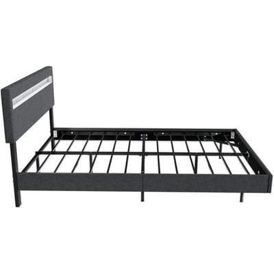Zwevend bed Lissabon - 140x200cm - Kunstleer - Incl. LED - Donkergrijs