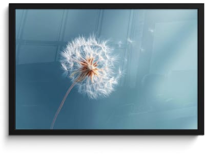 Poster in lijst - Fotolijst 60x40 cm - Posters - Paardenbloem - Wind - Blauw - Posterlijst zwart - Decoratie - Wanddecoratie woonkamer - Muurdecoratie slaapkamer
