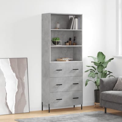 vidaXL - Hoge - kast - 69,5x34x180 - cm - bewerkt - hout - betongrijs