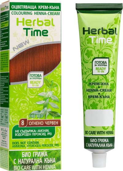 Herbal Time Henna Haarverf Fire Red – Rode Semi Permanente Haarkleuring – zonder Ammoniak/Peroxide/PPD – Natuurlijke Bio Haarkleuring – 75ml