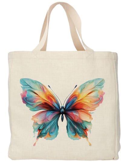 Shopper - Totebag - Boodschappentas | Vlinder - Pastel | Duurzaam - Linnenlook - 48x38cm