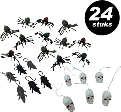 Halloween decoratie voordeelpakket – Ratten & Schedels – 24 stuks