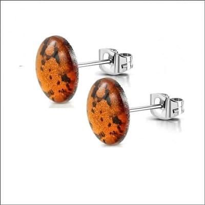 Aramat Jewels - Oorbellen dames - 12mm Oranje-zwart- Oorstekers acryl