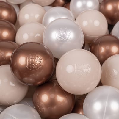KiddyMoon 300 ballen/7cm kinderballen speelballen voor ballenbad baby éénkleurige plastic ballen made in eu, pastel beige/wit/parelmoer
