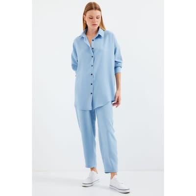 Linnenmix Lange Mouwen Shirt en Broek Set