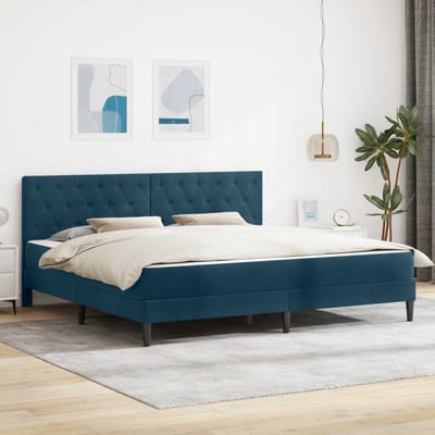 vidaXL - Bedframe - met - matras - met - hoofdeinde - Blauw - 200 - x - 200 - cm - Fluweel