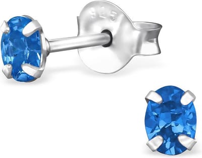 Amanto Oorbellen Foke Sapphire - 925 Zilver E-Coating - Ovaal - 3x4mm