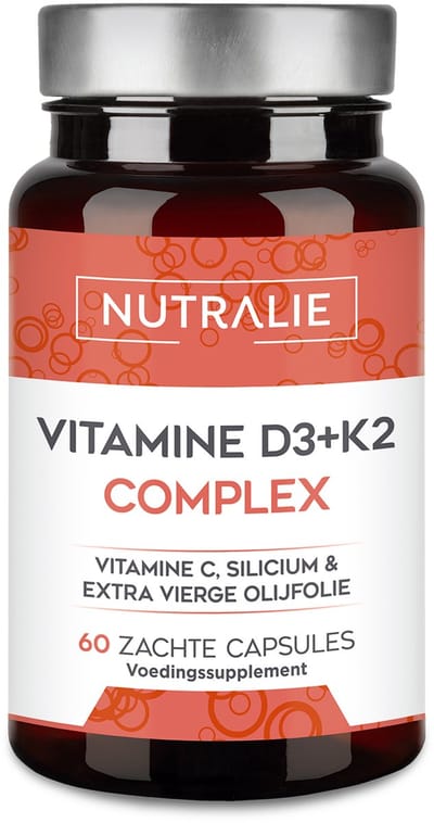 Vitamine D3 + K2 Complex 10000 IE - Incl. Vitamine C - Botten & Weerstand Supplementen - Met Extra Vierge Olijfolie & Bamboe Extract - 60 Softgels - Nutralie
