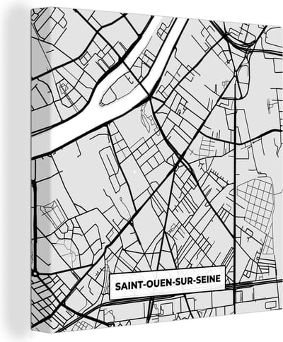 Canvas Schilderij Plattegrond - Saint-Ouen-sur-Seine - Stadskaart - Kaart - Frankrijk - 20x20 cm - Wanddecoratie