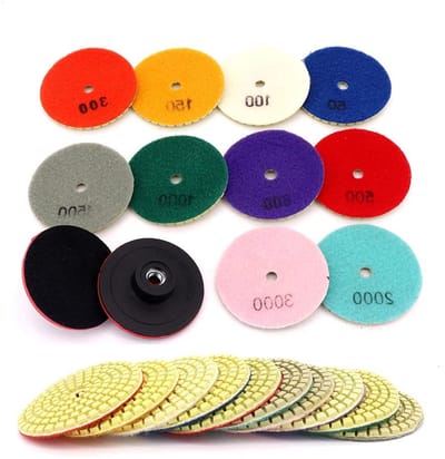 Set van 12 Diamant Polijstwielen 3 Inch 80mm voor Graniet, Beton en Keramiek - Nat Polijsten met 50-3000 Grit