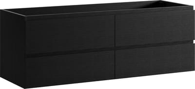Badplaats Wastafelkast Angela 140 x 48 cm – Zwart Houtnerf – Hangend Wastafelmeubel Met Lades