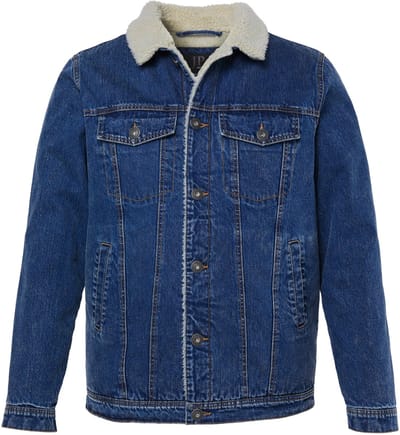 JP 1880 - Heren - Jeans jack denim teddy kraag teddy voering tot 8XL - Denim blauw - Maat L
