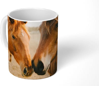 Mok - Koffiemok - Paard - Strand - Dieren - Mokken - 350 ML - Beker - Koffiemokken - Theemok