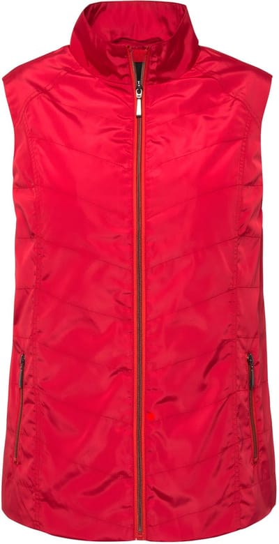 Ulla Popken - Dames - Bodywarmer decoratieve naden opstaande kraag ritszakken - Roze - Maat 42+
