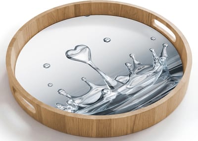Dienblad rond 40x40 cm - Schootdienblad hout - Abstract - Modern - Water - Hart - Borrelplank rechthoek - Plateau houten dienbladen