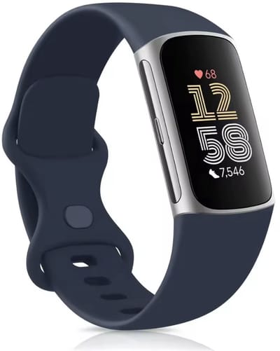 CHPN - Bandje geschikt voor Fitbit charge 5 en 6 - Smartwatchbandje - Geschikt voor Fitbit Charge 5 en 6 - Maat M/L - Horlogebandje - Siliconen sportbandje - Donkerblauw - Polsbandje - Unisex