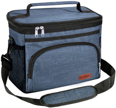 Geïsoleerde Lunchtas voor Vrouwen en Mannen - Lekdichte Herbruikbare Koeltas voor Kantoor - Met Verstelbare Schouderband - Marineblauw