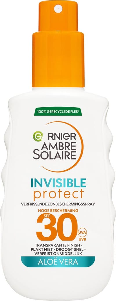 Garnier Ambre Solaire Invisible Protect Zonnebrandspray SPF30 - Niet vet - Waterresistent - met Aloë Vera - Beschermt , hydrateert en verfrist – 150ml