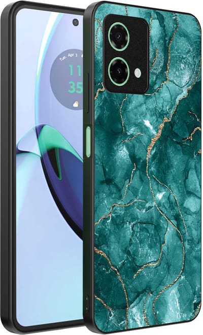 Geschikt voor Motorola Moto G84 Telefoonhoesje met marmer opdruk - TPU backcover case marble design - Goud Groen - Smartphonica geschikt voor Motorola Moto G84