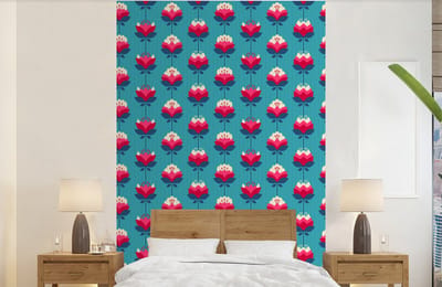 Behang - Fotobehang Patronen - Retro - Bloemen - Lelie - Breedte 140 cm x hoogte 220 cm