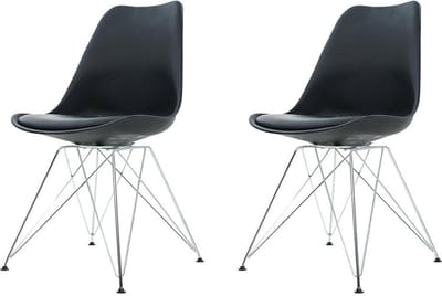 Essence Metal Stoel zwart - Chroom onderstel - Set van 2