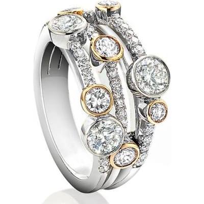 Huitan Speciaal-geïnteresseerd Design Damesringen Volledig Pavé CZ Steen Tweekleurig Mode Veelzijdige Damesaccessoires Feest voor Sieraden 8