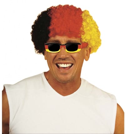 Widmann Duitsland supporters pruik - Afropruik - zwart / rood / geel - EK / WK landen