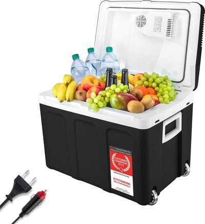 SnelShoppen - Elektrische Koelbox 45L - Thermo-elektrische Minikoelkast met Wielen - 12V 230V Aansluiting voor Auto en Stekkerdoos - Koelt en Warmt -