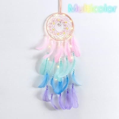 Éclairage LED Artisanat Mode Attrape-rêves Plume Attrape-rêves Chambre de Fille Sonnette Chambre à Coucher Ornement Suspendu Romantique Attrape-rêves Loup no light multicolore