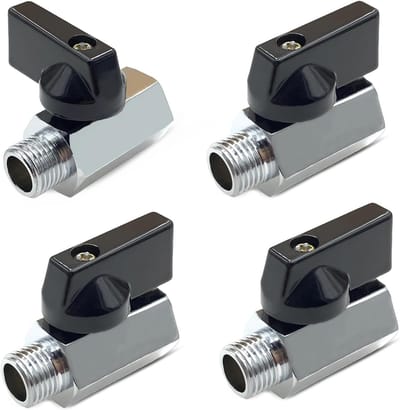 Kogelkraan 3/8 inch afsluitventielen - Set van 4 - Mini afsluitkranen met handvat voor waterbesparing
