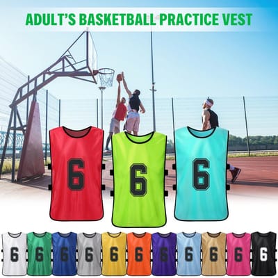 6 Pièces Débardeurs de Football pour Enfants Séchage Rapide Maillots de Football Sports de Jeunes Entraînement d'Équipe de Basketball Bavoirs Numérotés 12pcs For Adults rouge