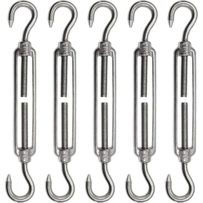 304 Roestvrij Staal Europese Stijl Haak & Haak M6 Spanbouten Verstelbare Staalkabel Spanners Set van 5 5Pcs