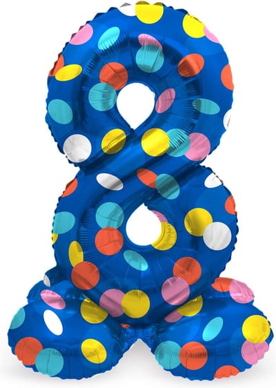 Folat - Staande folieballon Cijfer 8 Colorful Dots - 72 cm