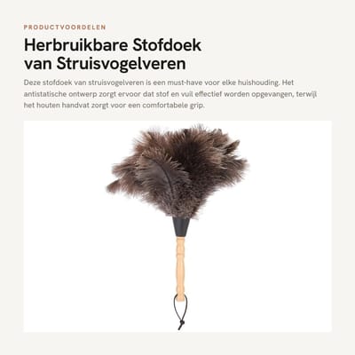 Dailygoods - Herbruikbare Stofdoek van Struisvogelveren met Houten Handvat