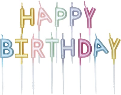 Globos Cake Candle Set "Happy Birthday" Pastel Colors
