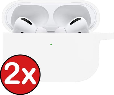 Hoesje - 2 Stuks - Geschikt voor Apple AirPods Pro 2 - Siliconen Hoes met Clip - Silicone Case Cover - Wit