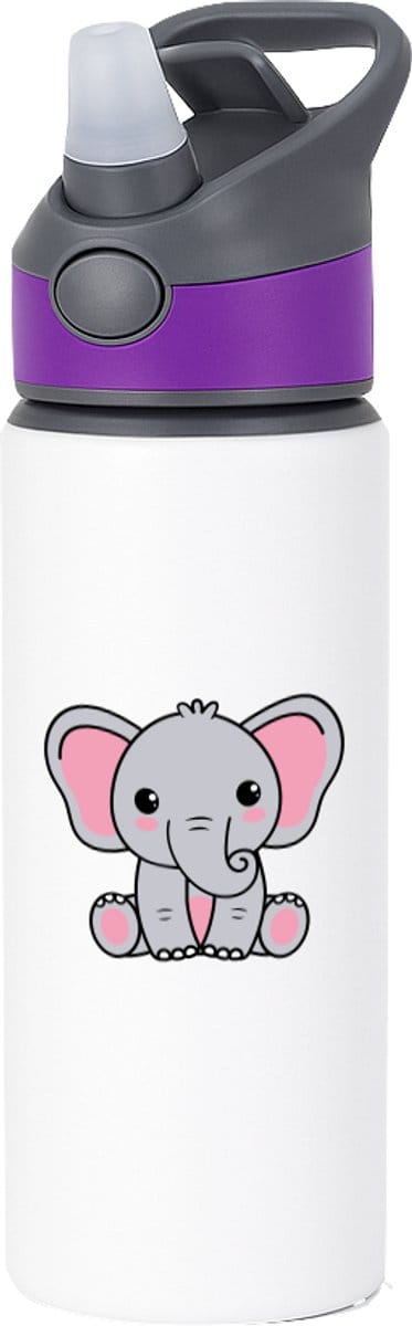Hacebo® - Olifanten waterfles met rietje paars - Olifant - Dieren liefhebbers - Dierentuin - zoogdieren - ollie - water fles - 650ML