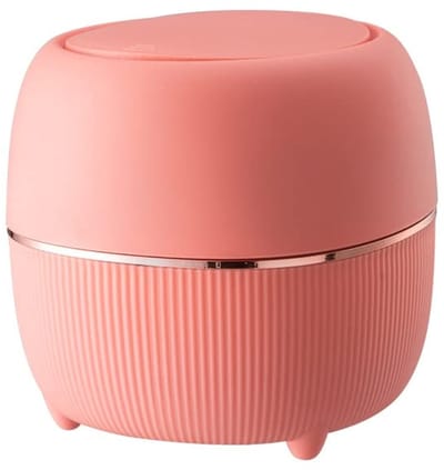 Prullenbak met Deksel - Afvalemmer met deksel - 4 Liter - Kleine Kunststof Tafelafvalemmer voor het Aanrecht, Bureau, Badkamer of Tafel - 16x15 cm - Roze
