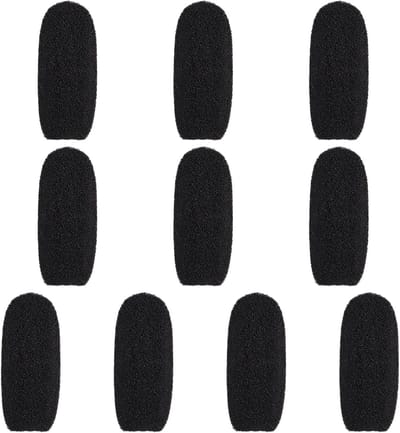 SnelShoppen - 10 Pack Foam Microphone Sleeves - Kleine Foam Windscreen - Hoge Dichtheid Microfoon Covers voor Headset Microfoons - Zwarte Microfoon Be