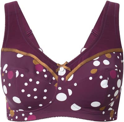 Ulla Popken - Dames - Ontlastingsbeha stippen zonder beugel - Druivenrood - Maat 95C