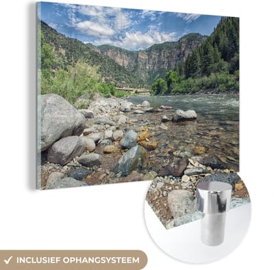 ® Glasschilderij 180x120 cm - Schilderij acrylglas - Colorado Rivier en de Rocky Mountains in de Verenigde Staten - Foto op glas - Muurdecoratie woonkamer - Wanddecoratie slaapkamer - Schilderijen