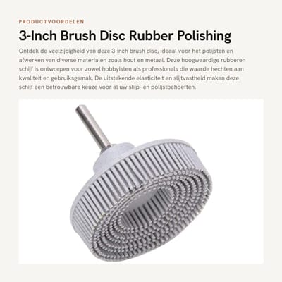 Dailygoods - 3-Inch Brush Disc - Rubber Polishing - Duurzaam en gebruiksvriendelijk - Wit - Coarse Grit - Voor hout en metaal - 75 mm